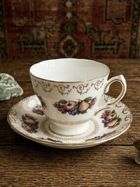 Vintage Colclough Bone China Fruit Tea Cup & Saucer